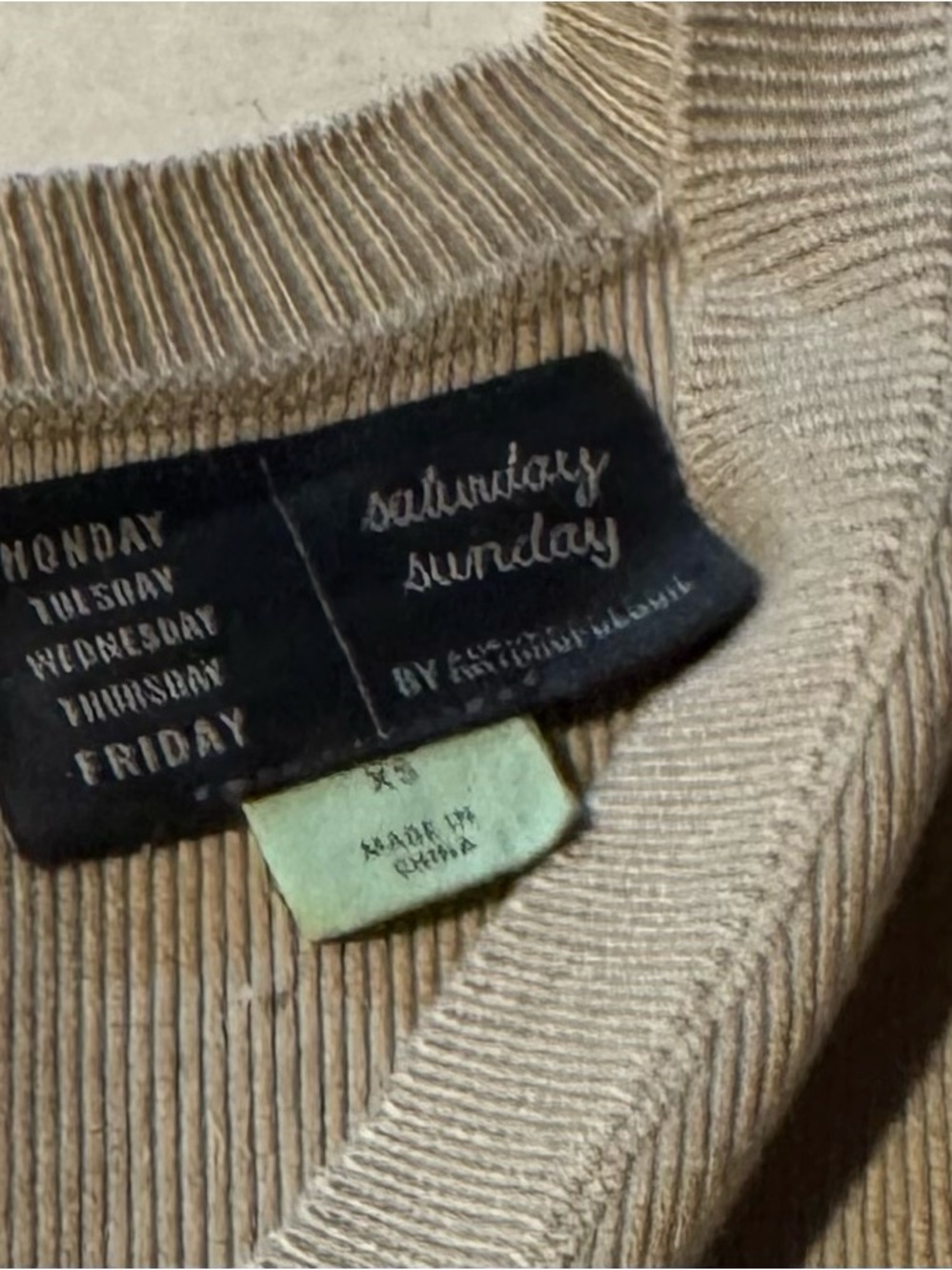 ANTHROPOLOGIE SATURDAY SUNDAY CRISSY SWEATER MINI DRESS BEIGE SIZE XS - Picture 3 of 6